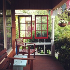 front porch railing idea - windows as a railing decoration