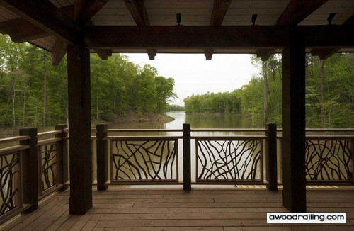 Wood Railing for a Lake Deck - Porch Railing Ideas | Deck Railing Ideas