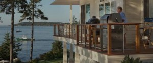 Deck Railing Idea with Lake and Grill