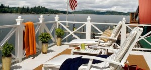 Wood Deck Railing Idea with Deck Chairs