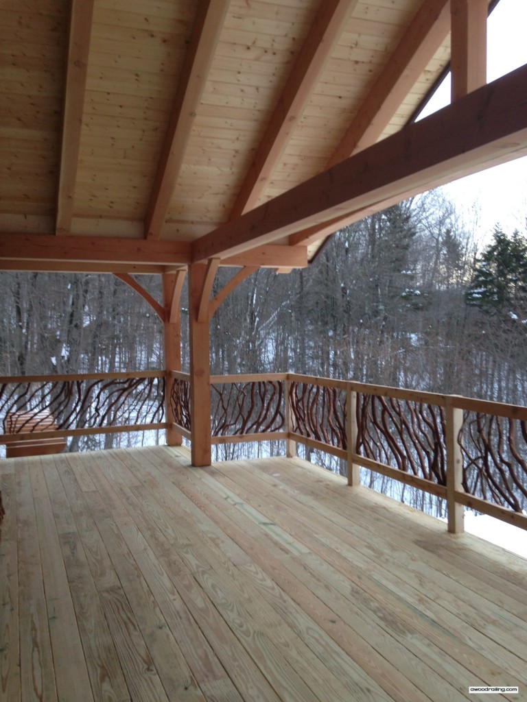Vermont Timber Frame Deck Railing