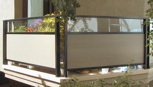 Metal Frame Railing with Glass Above Hardie Panel