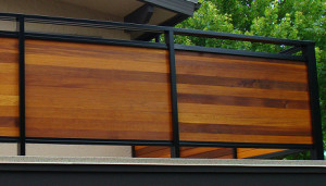 Metal Framed Horizontal Wood Privacy Rail