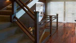 Wood Frame Glass Railing Design